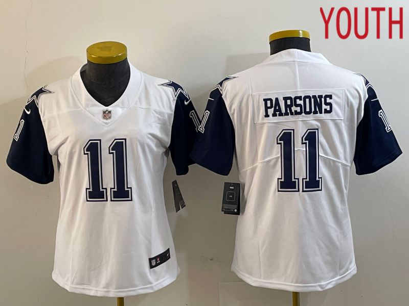 Youth  Dallas Cowboys #11 Parsons White 2023 Nike Vapor Limited NFL Jersey style 4->women nfl jersey->Women Jersey